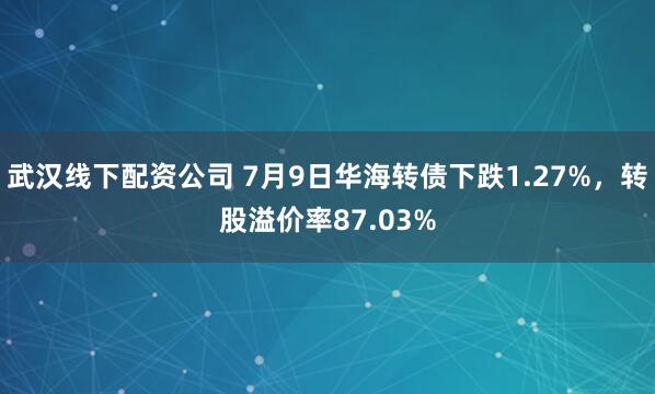 武汉线下配资公司 7月9日华海转债下跌1.27%，转股溢价率87.03%